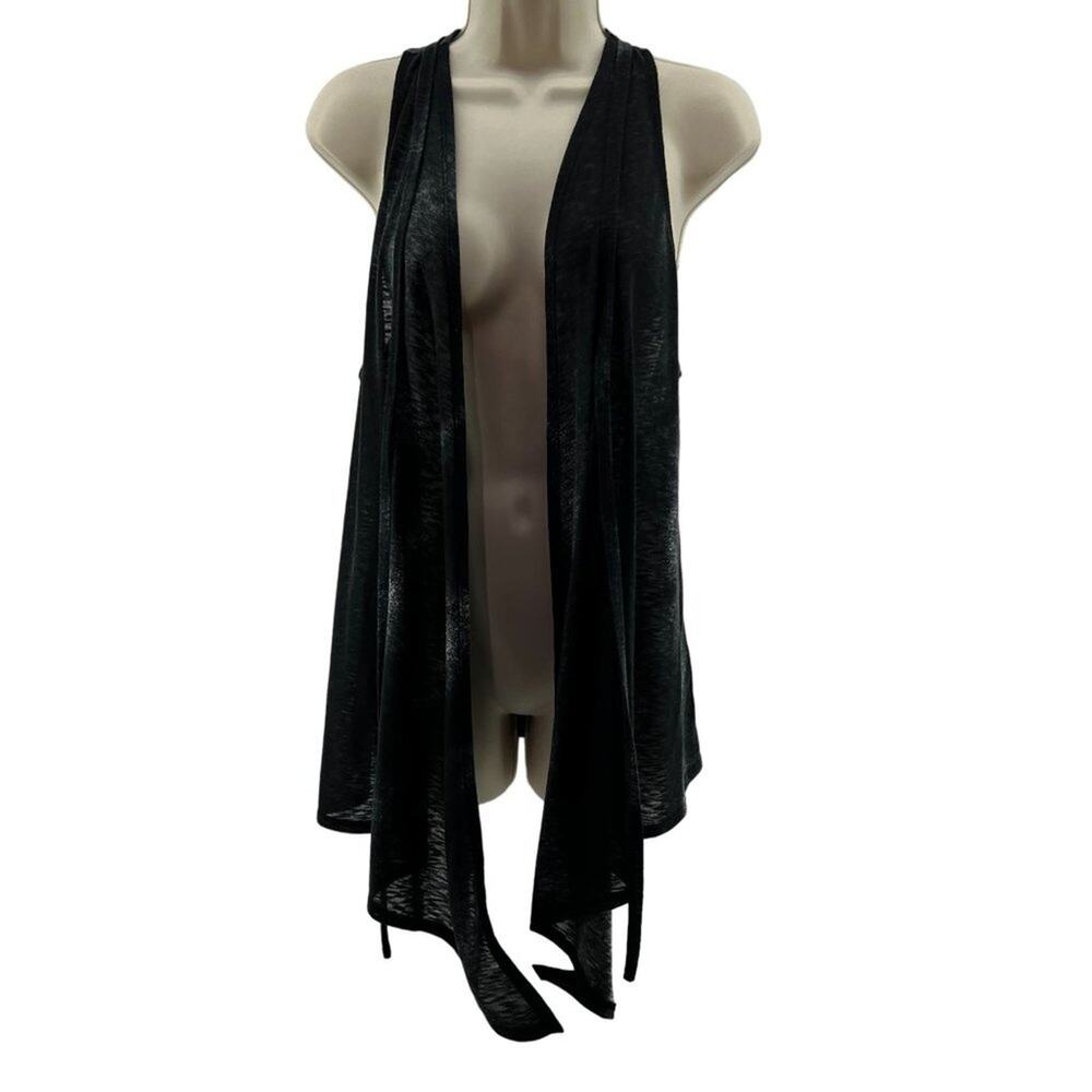 isda & Co Sprayed Vest Open Front Black Womens Xsmall